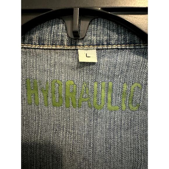 Jean Jacket by Hydraulic Size Large with cute fabric rose / flower Denim - Picture 3 of 11